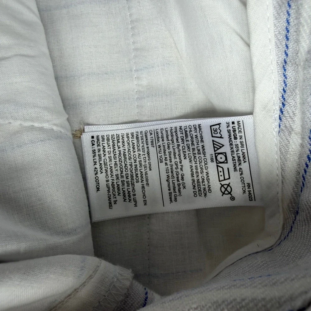 Banana‎ Republic Avery Striped Linen Blend Ankle Pants Grey Blue Womens 12P